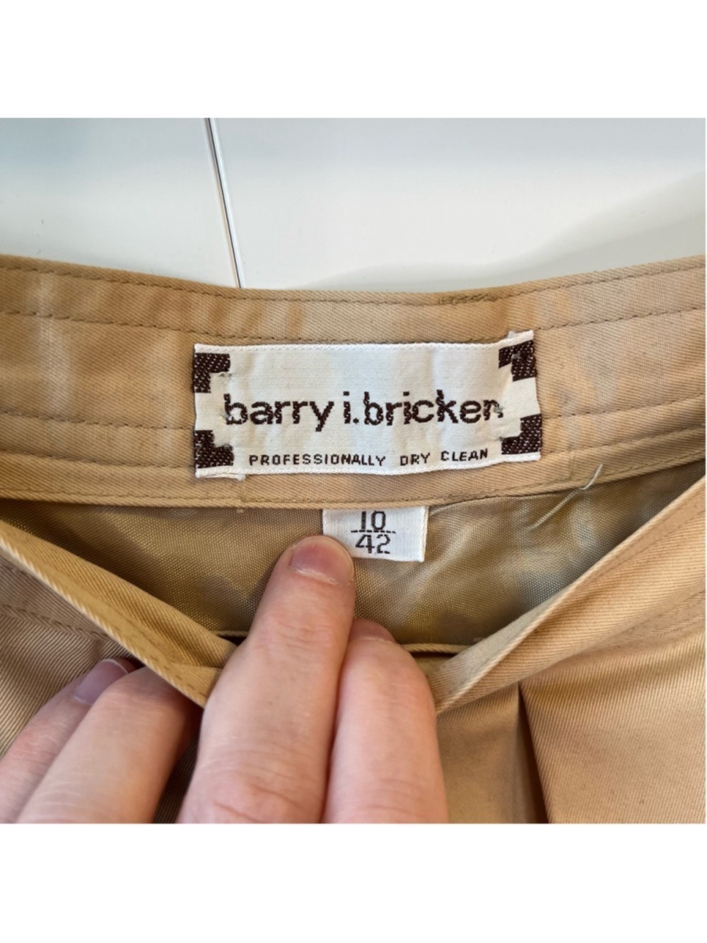 Vintage 1980s Barry Bricken Tan Khaki A-Line Midi Circle Skirt XS fits 26” waist - Picture 9 of 13